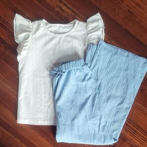 SHEIN White and Light Blue Kids Set